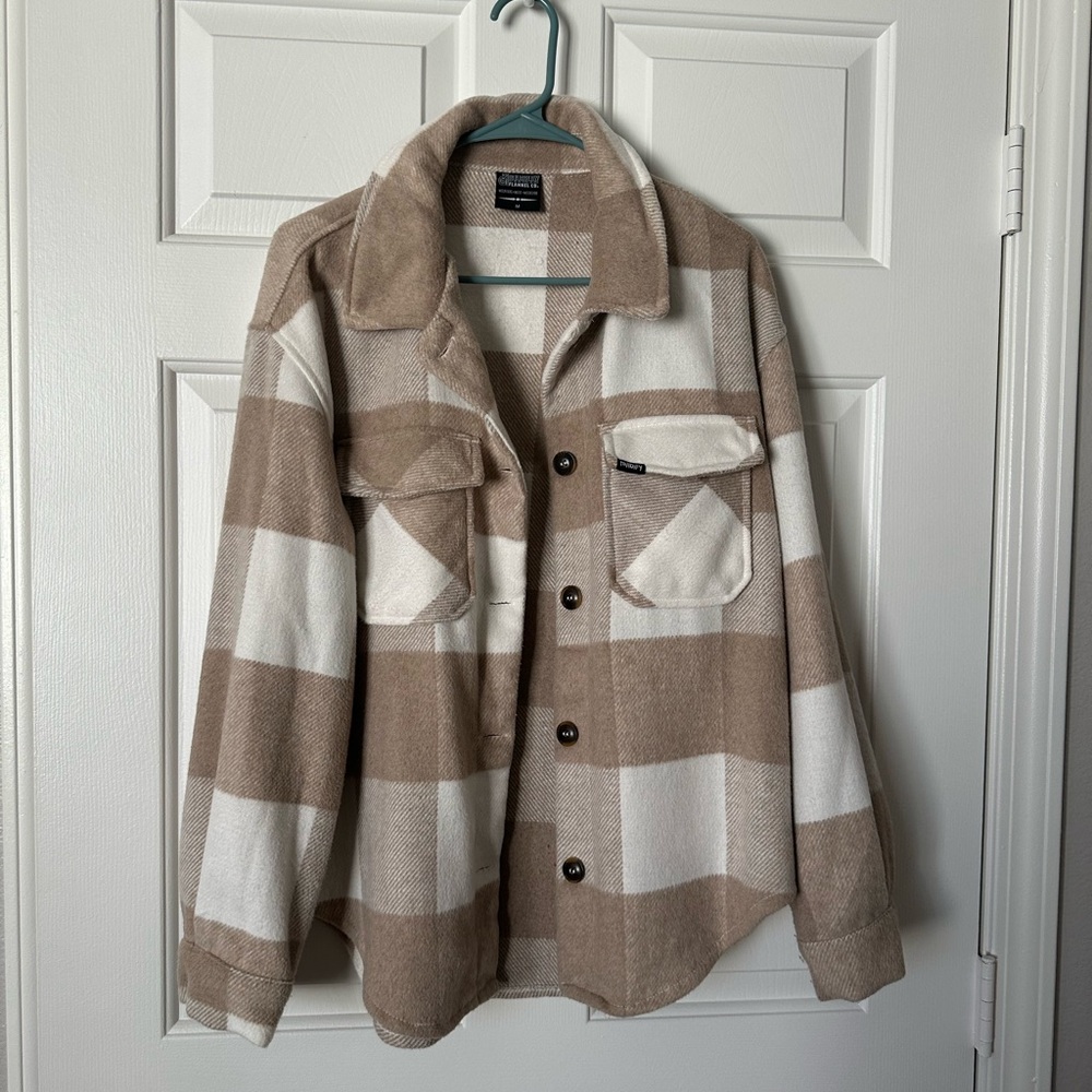 Tan and White Plaid Jacket